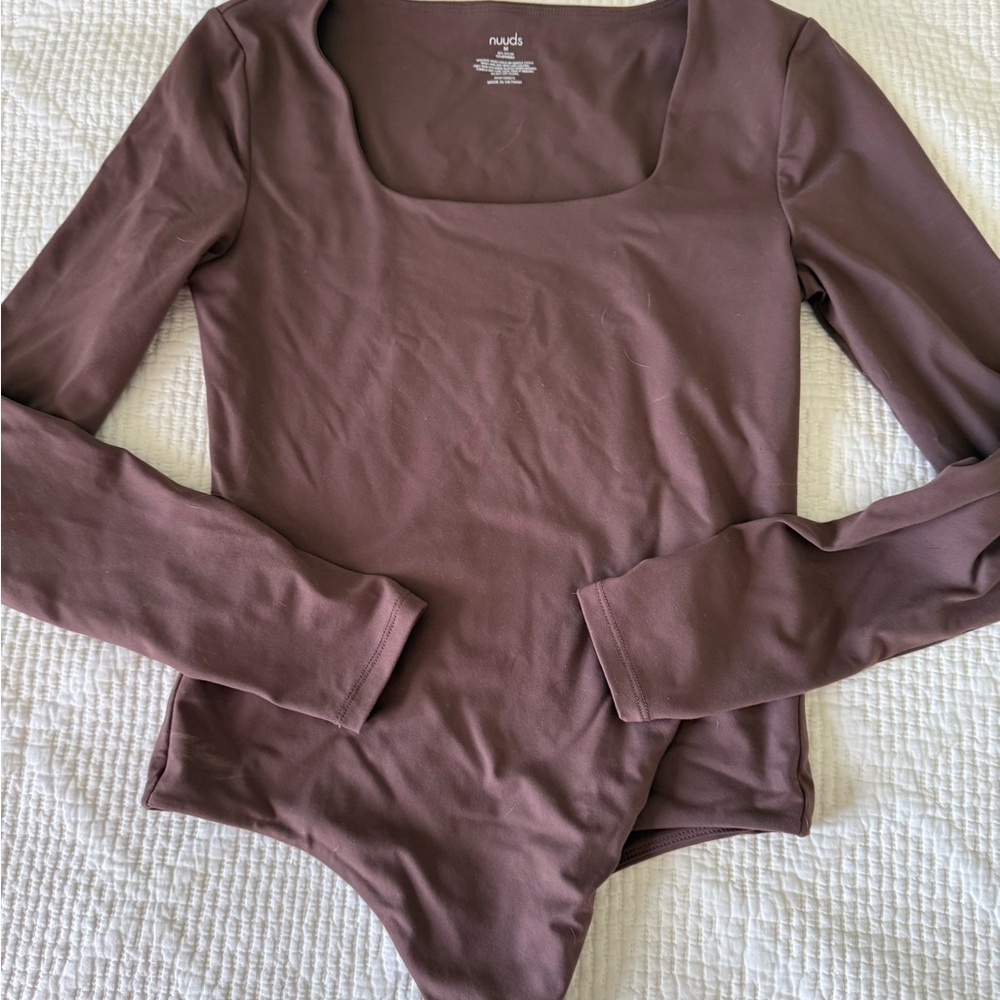 Nuuds Brown Fitted Bodysuit Top